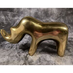Brass Rhino Figurine Sculpture For Home Decor